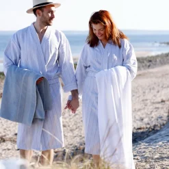 Badekåbe støvet blå striber S/M