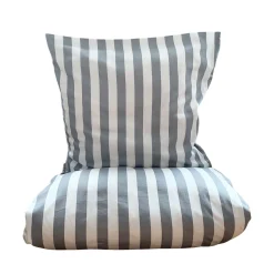 Blok strib sengetøj 140x220 cm grå