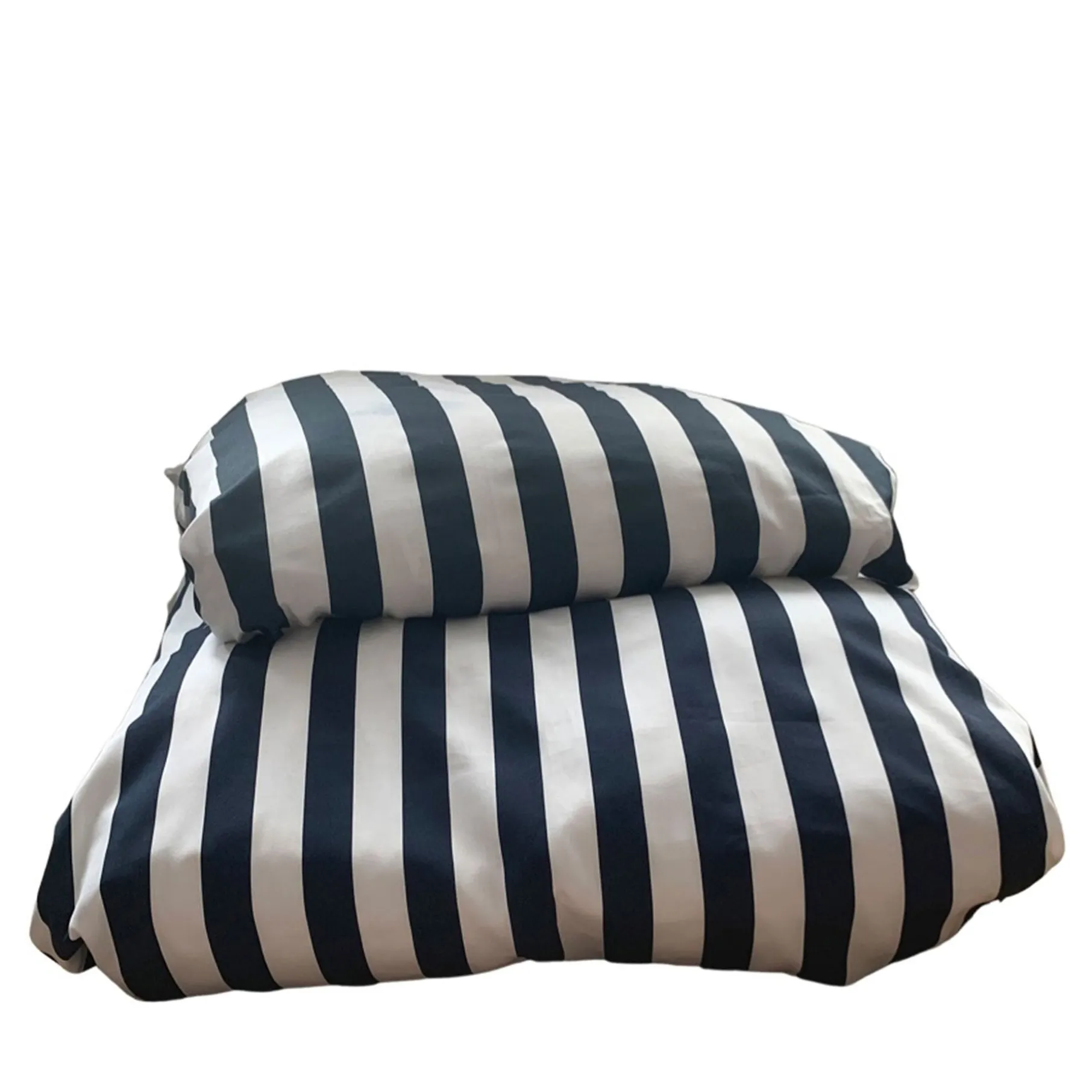 Blok strib sengetøj 140x220 cm navy