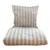 Blok strib sengetøj 140x220 cm sand