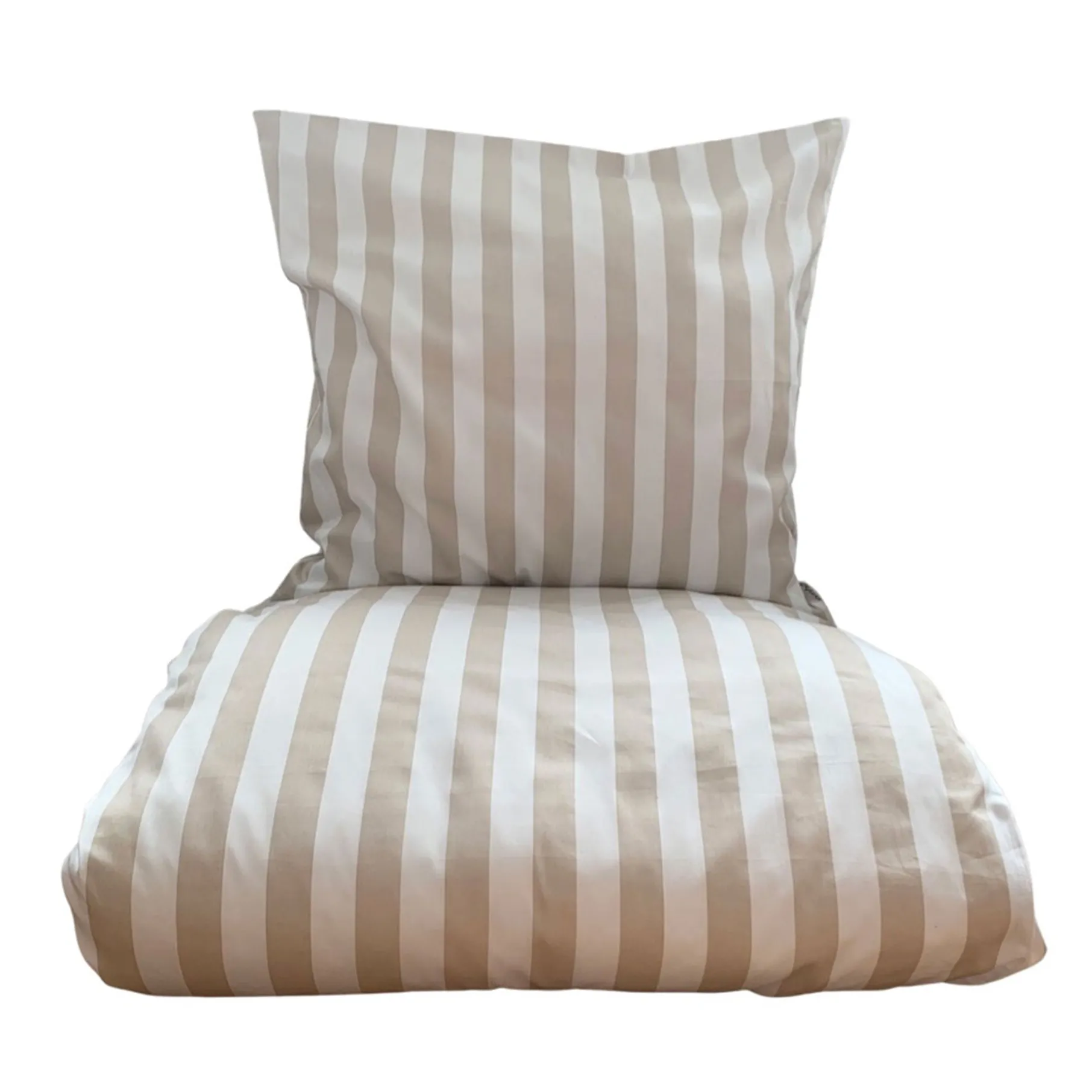 Blok strib sengetøj 140x220 cm sand