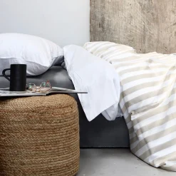 Blok strib sengetøj 140x220 cm sand