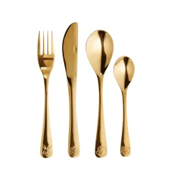 Børnebestik 4 dele guld