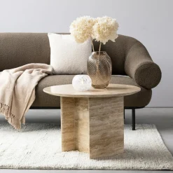 GALILEO rundt travertin sten sofabord Ø65 cm