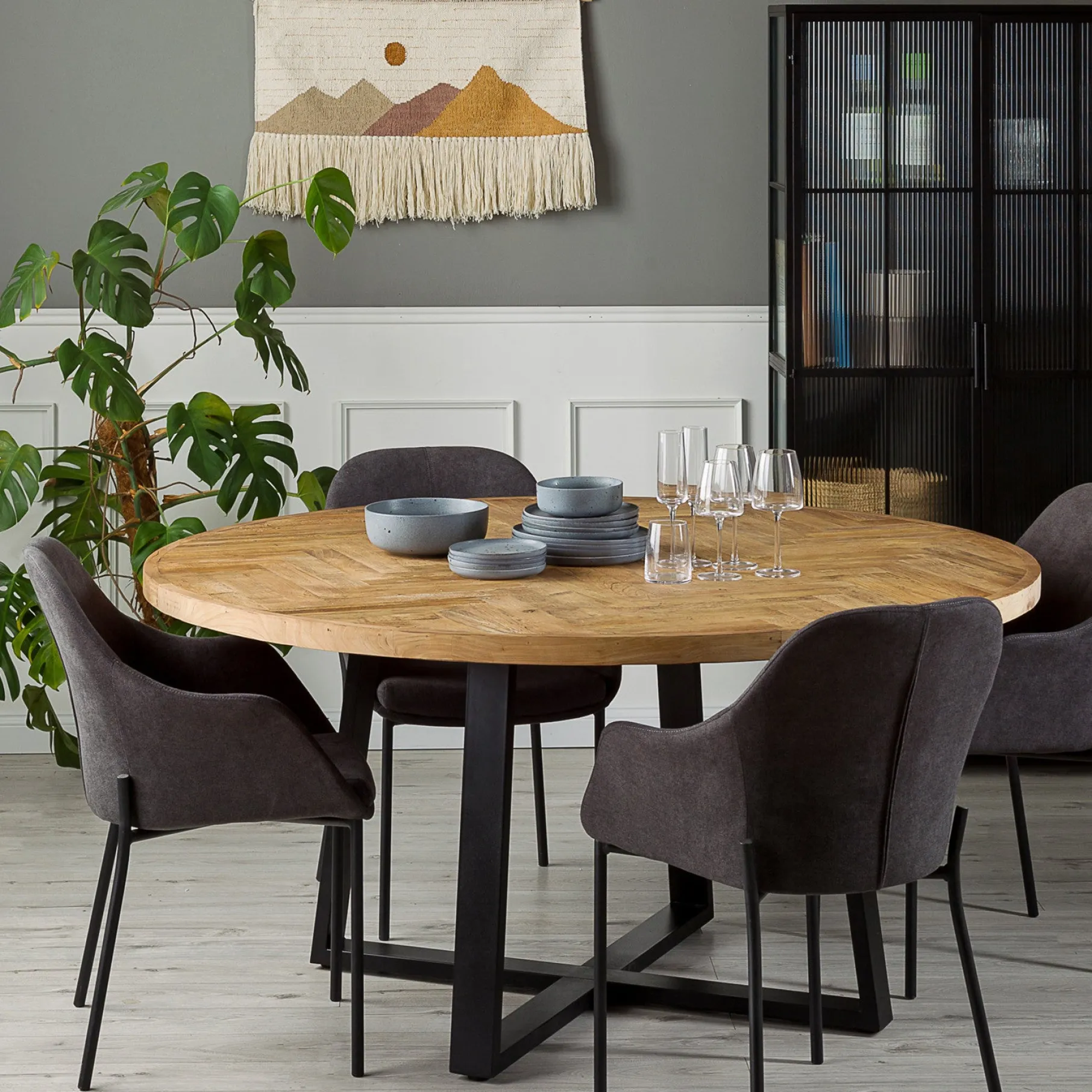 Grow sildebensspisebord, Ø160 cm