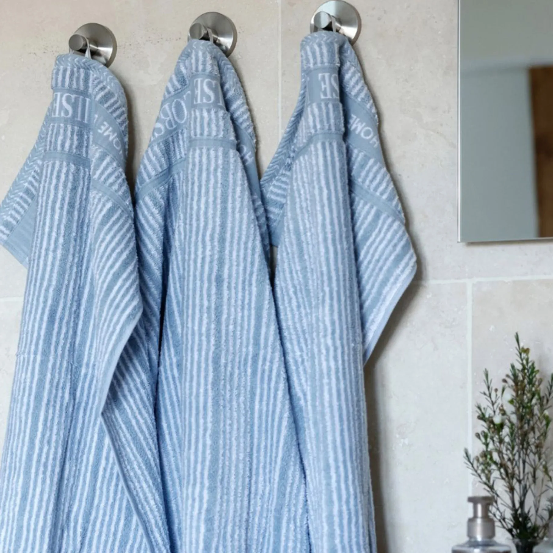 Håndklæde 2 stk 40x60 cm støvet blå striber