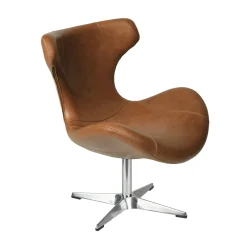 Kato loungestol læder m. chrome drejesokkel