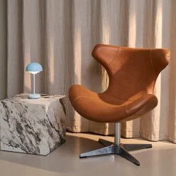 Kato loungestol læder m. chrome drejesokkel