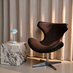 Kato loungestol læder m. chrome drejesokkel