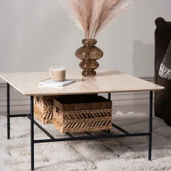 LINES II sofabord i travertin 80x80 cm