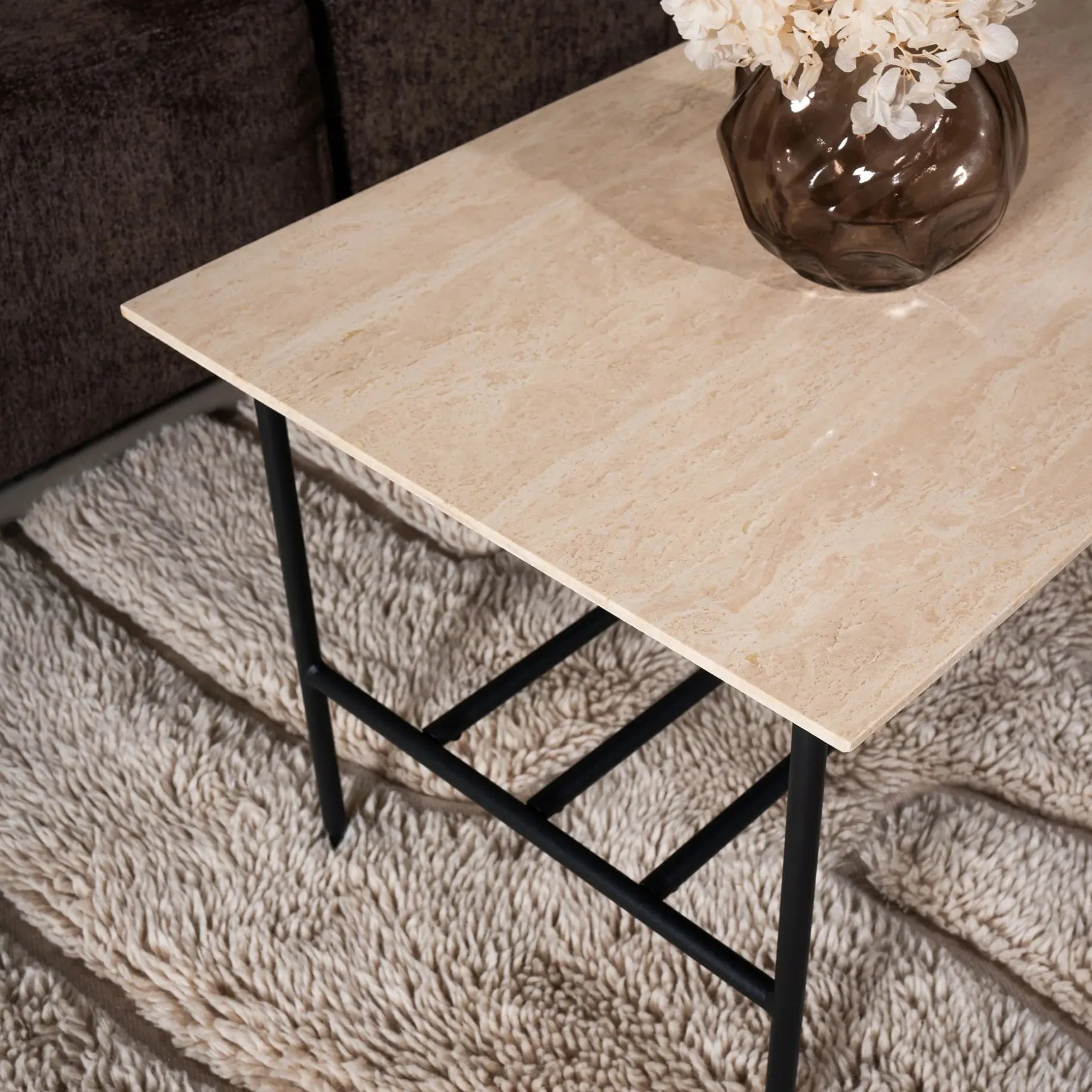 LINES II sofabord i travertin 100x50 cm