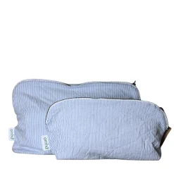 Makeup pung 24x15 cm mini strib blå