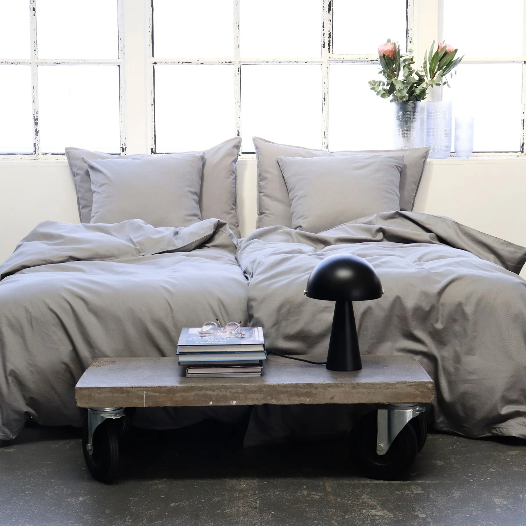 Micro tern sengetøj 140x200 cm lys grå