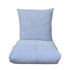 Mini strib patchwork sengetøj 140x220 cm blå