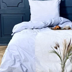 Mini strib patchwork sengetøj 140x220 cm blå