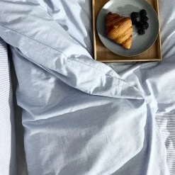 Mini strib patchwork sengetøj 140x220 cm blå