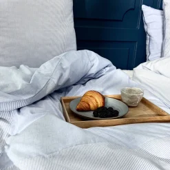 Mini strib patchwork sengetøj 140x220 cm blå