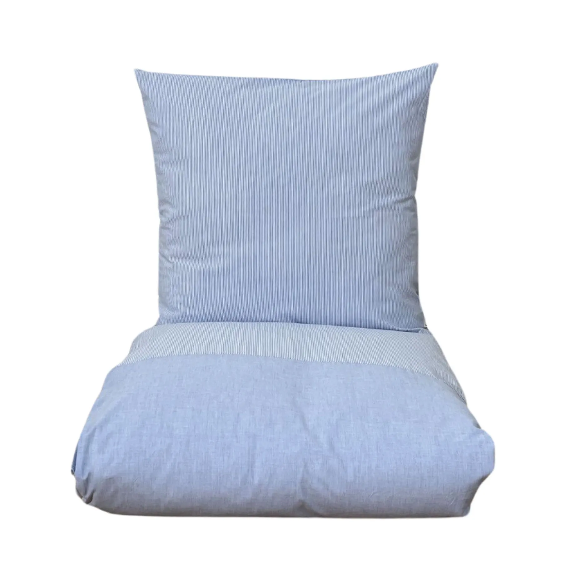 Mini strib patchwork sengetøj 140x200 cm blå