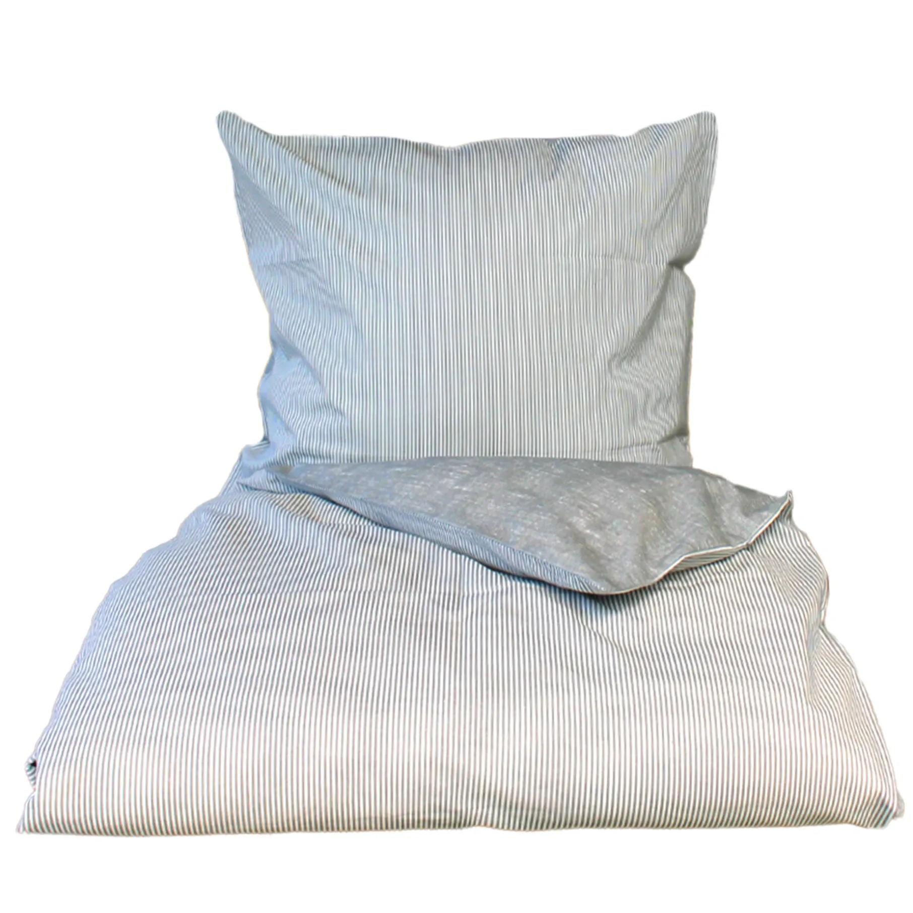 Mini strib sengetøj 140x200 cm lys grå