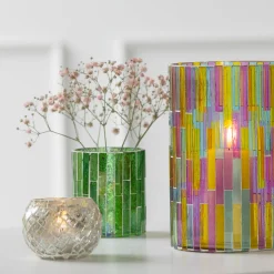 Mosaik fyrfadsstage H10 cm.