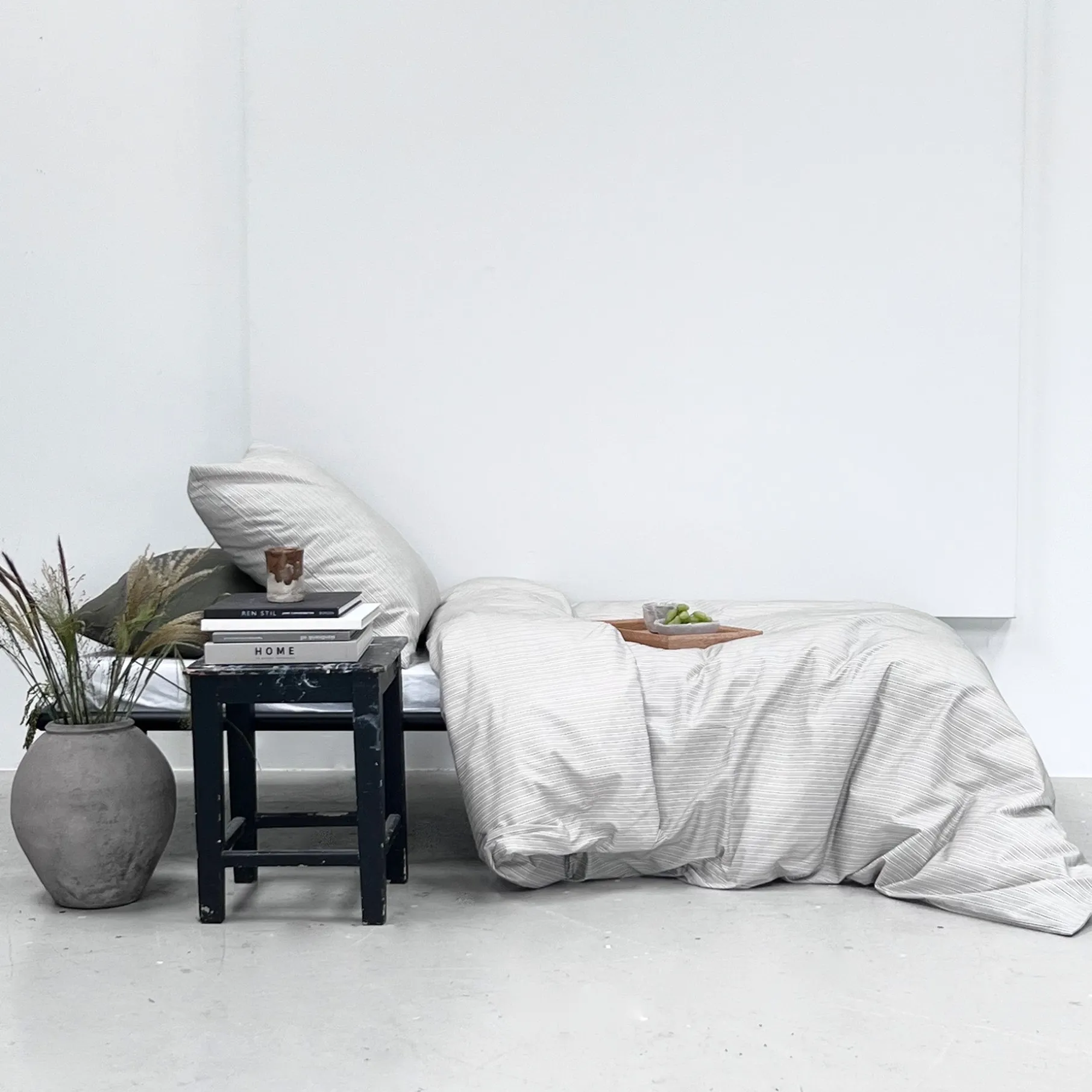 Multi strib sengetøj 140x220 cm mud