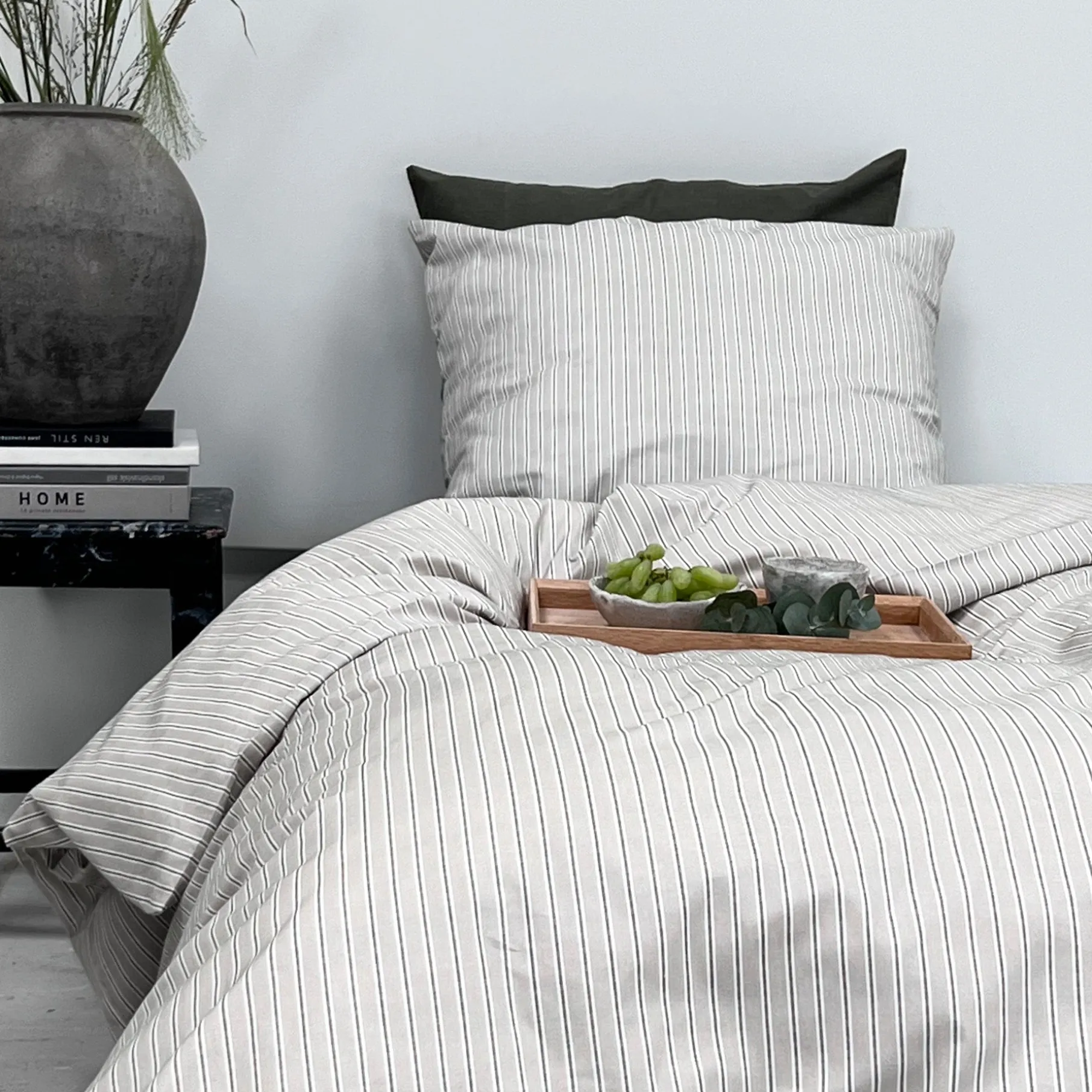 Multi strib sengetøj 140x220 cm mud