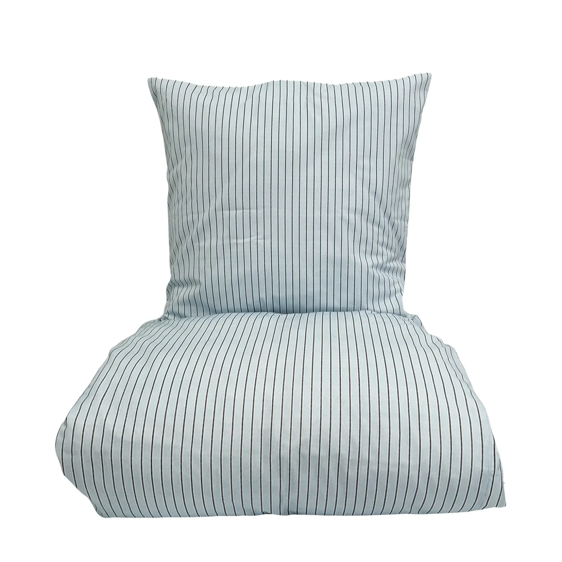 Multi strib sengetøj 140x220 cm lys blå