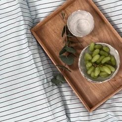 Multi strib sengetøj 140x220 cm lys blå