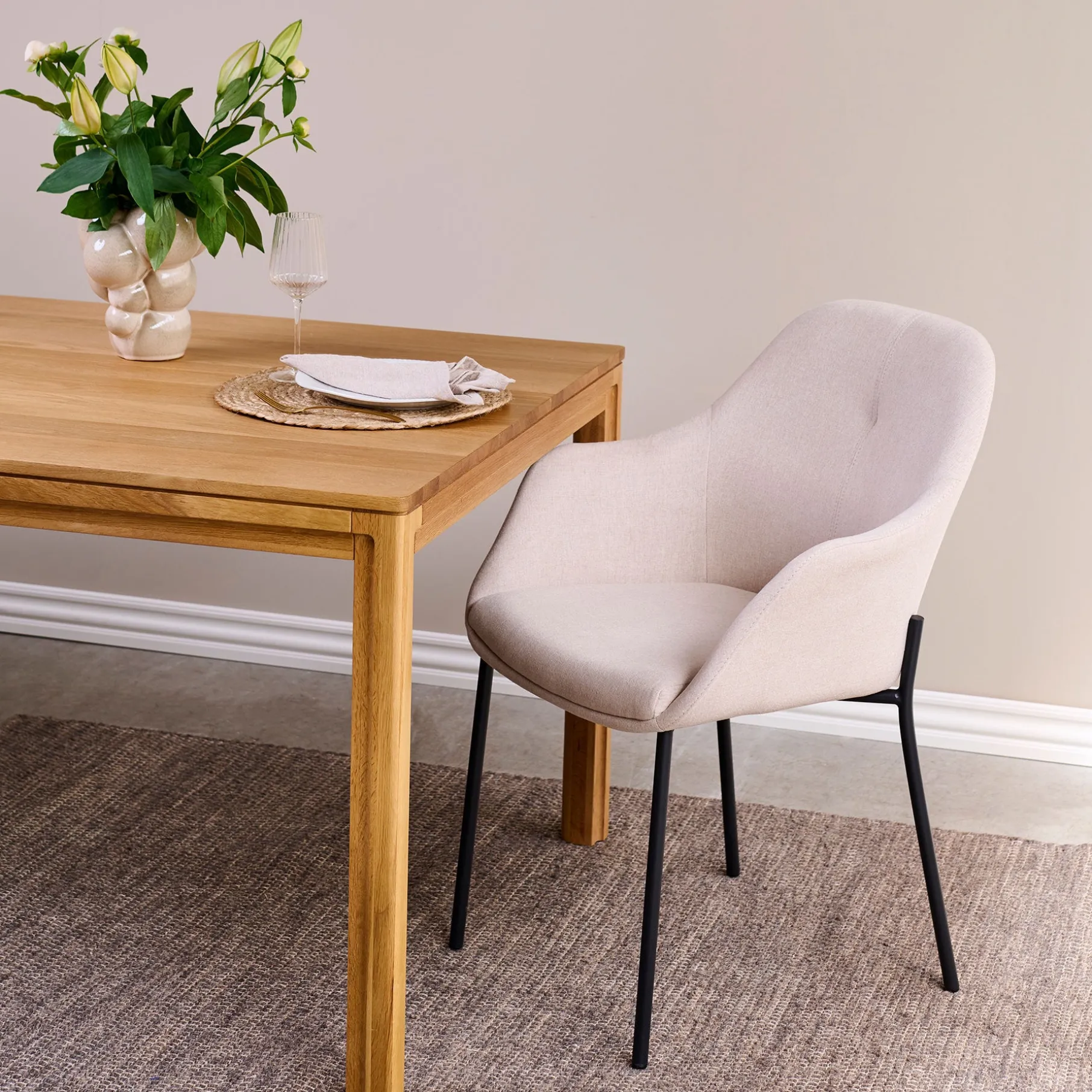 New Age spisebordsstol stof m. faste ben