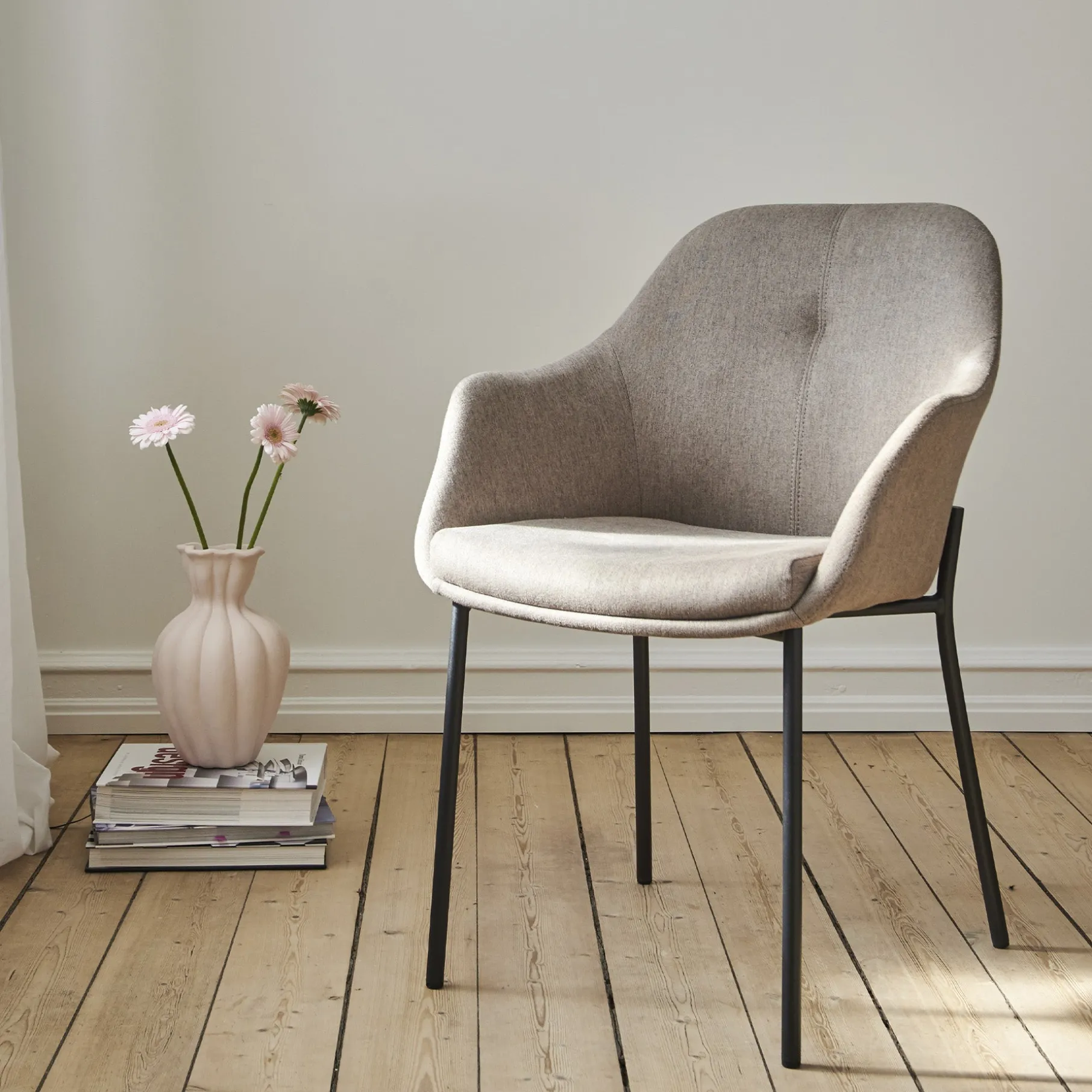 New Age spisebordsstol stof m. faste ben