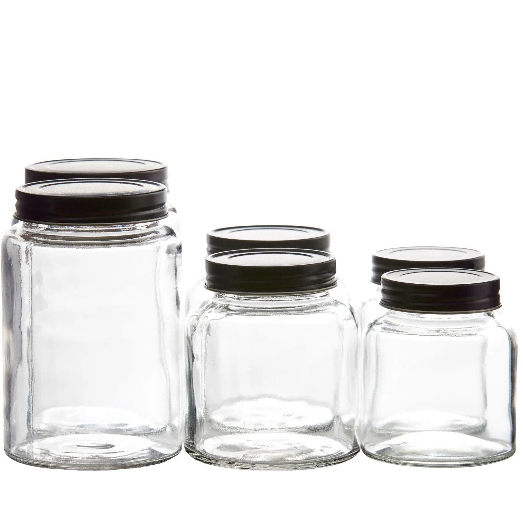 Opbevaringsglas med låg 6 stk.