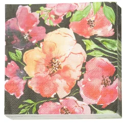 Papirserviet m. store blomster