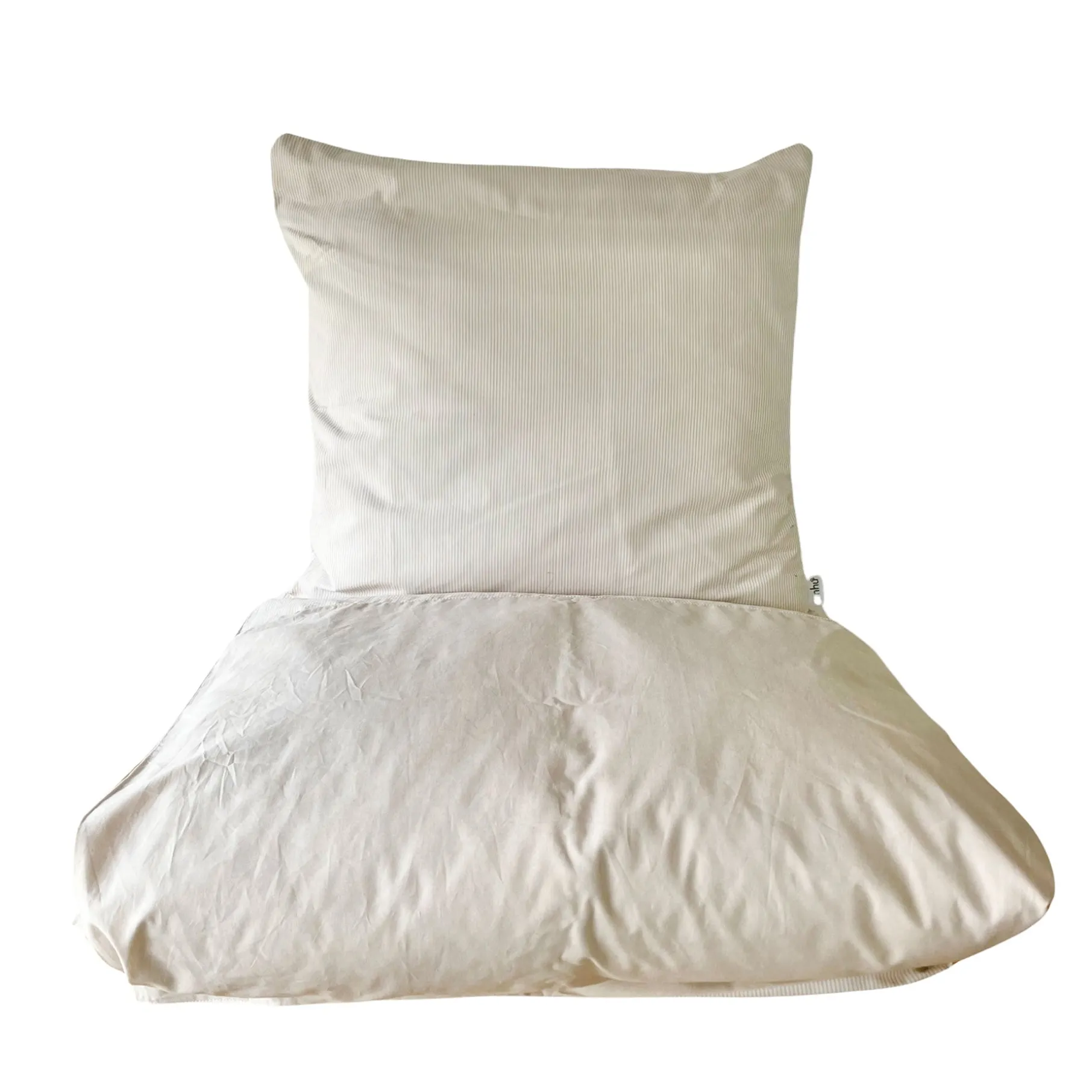 Patchwork mini strib sengetøj 140x220 cm sand