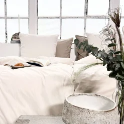 Patchwork mini strib sengetøj 140x220 cm sand