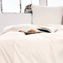 Patchwork mini strib sengetøj 140x220 cm sand