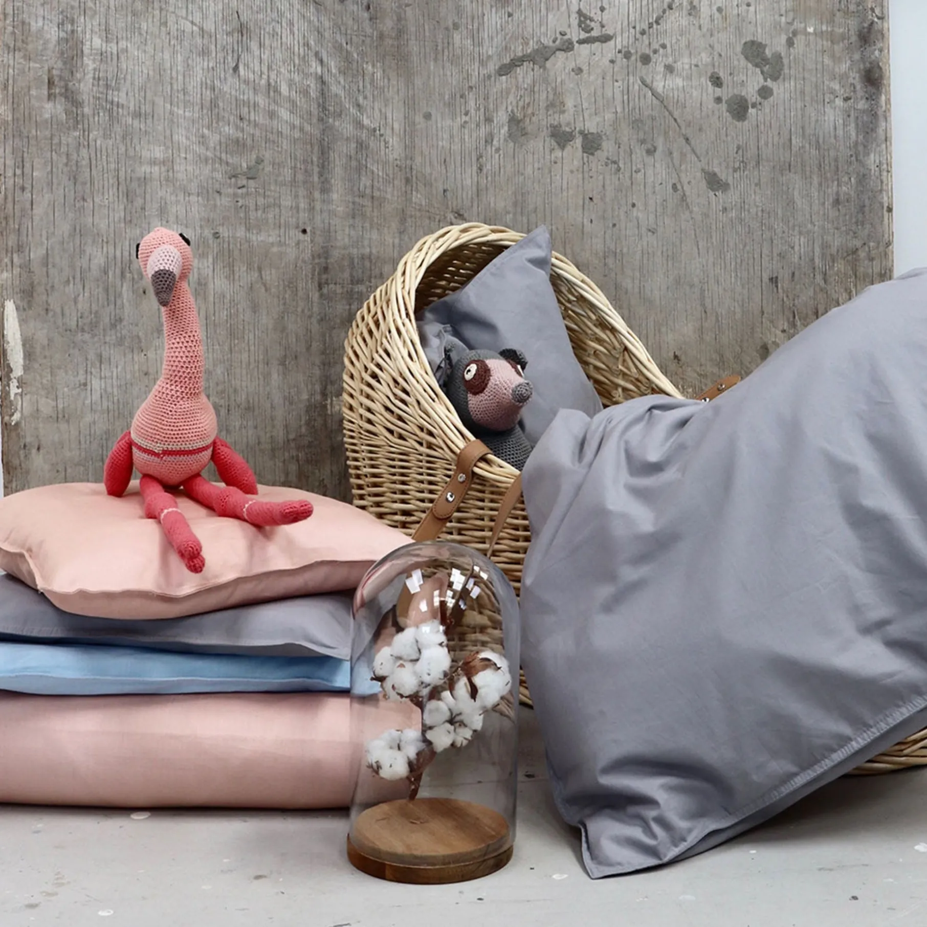 Percale sengetøj baby 70x100 cm lys grå