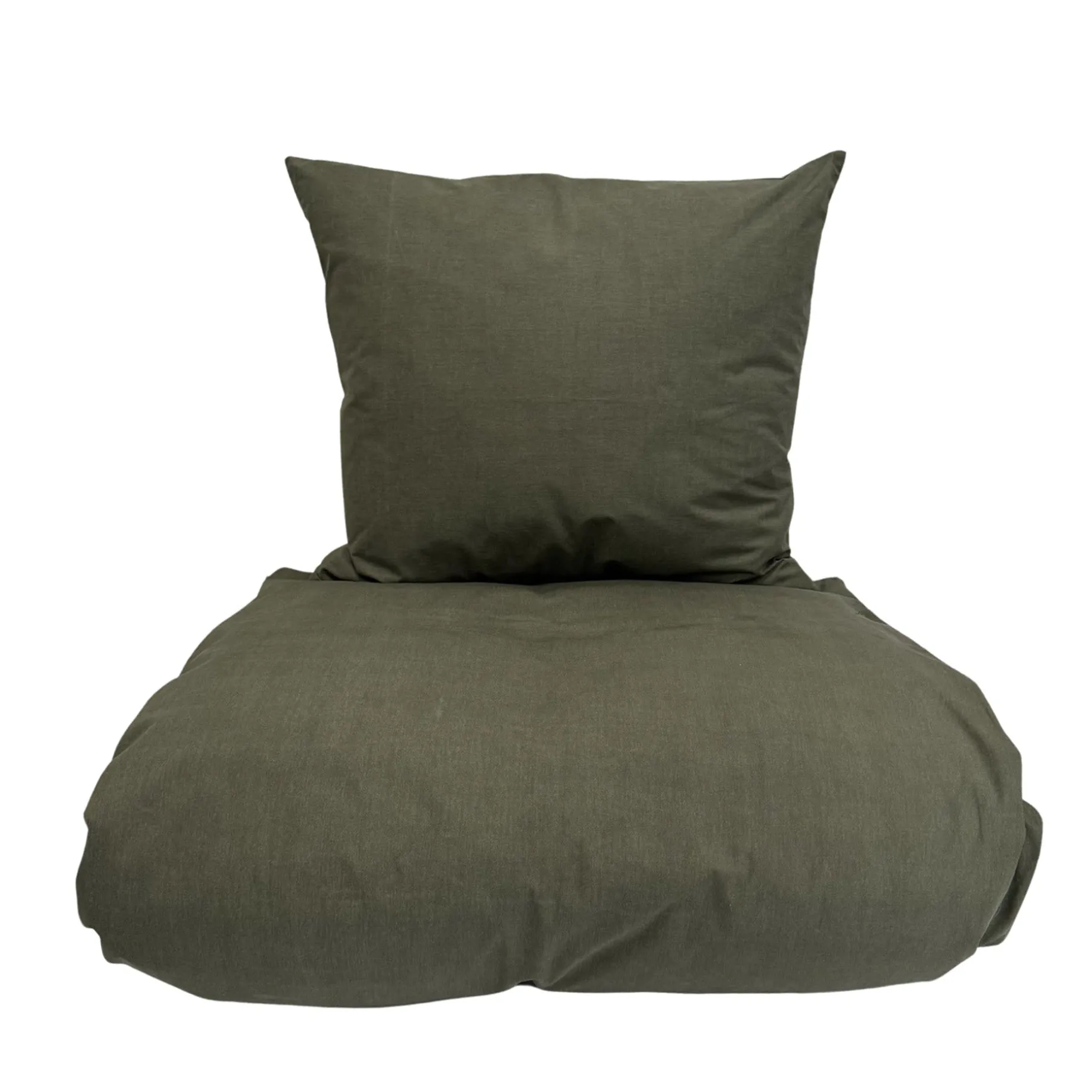 Percale sengetøj 140x200 cm oliven