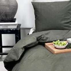 Percale sengetøj 140x200 cm oliven