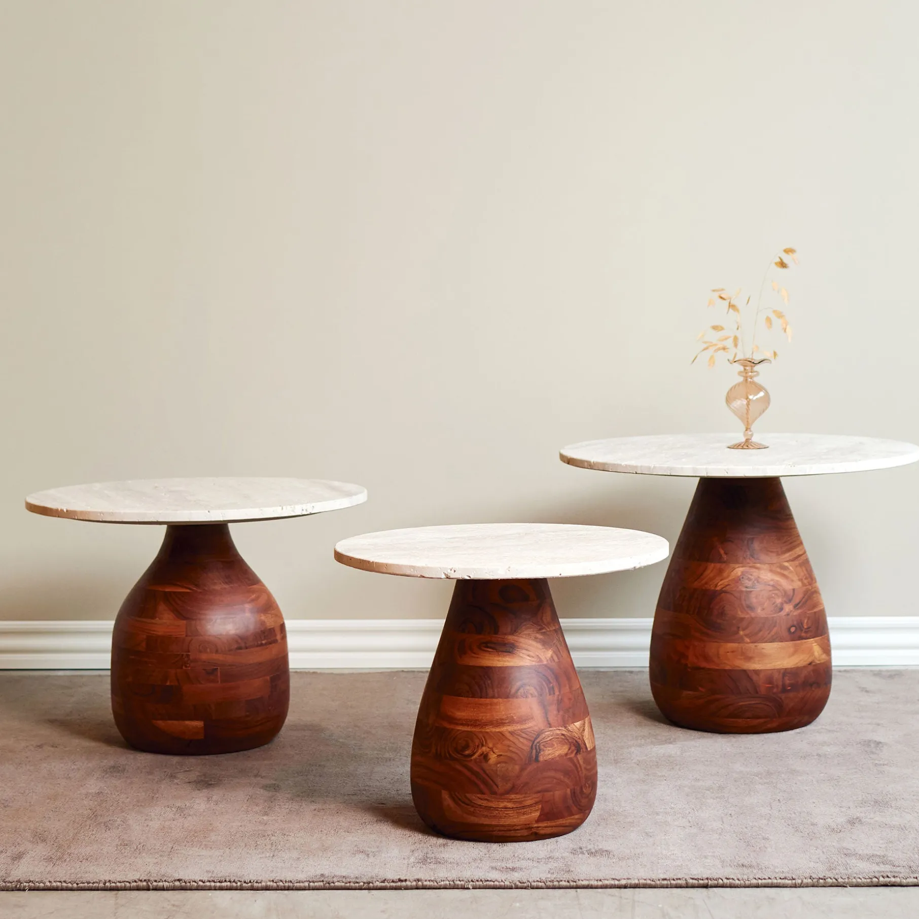 Piedra sofabord i travertine Ø55 cm