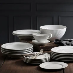 Plissé dyb tallerken Ø22 cm hvid