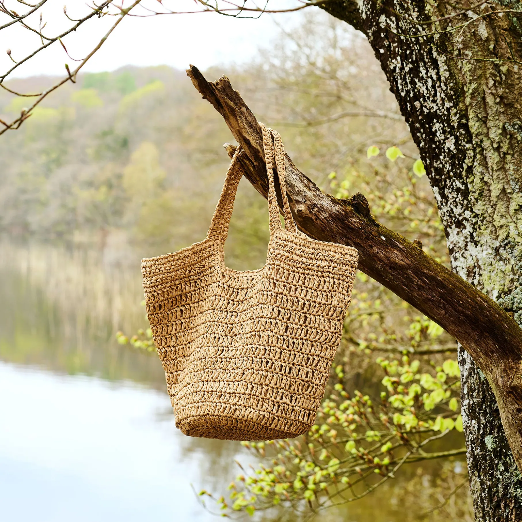 Raffia hæklet taske