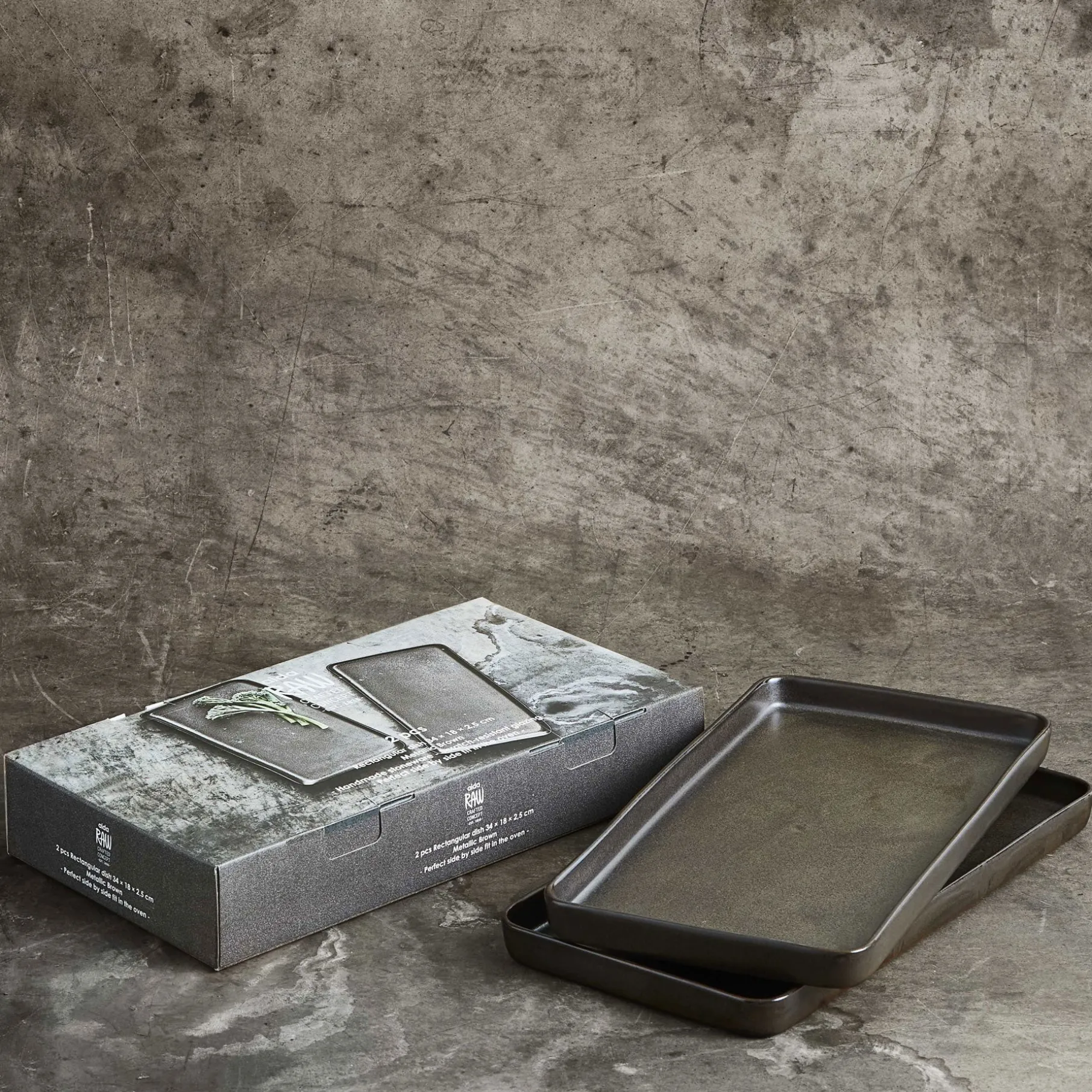 RAW rektangulær fadsæt metallic brown