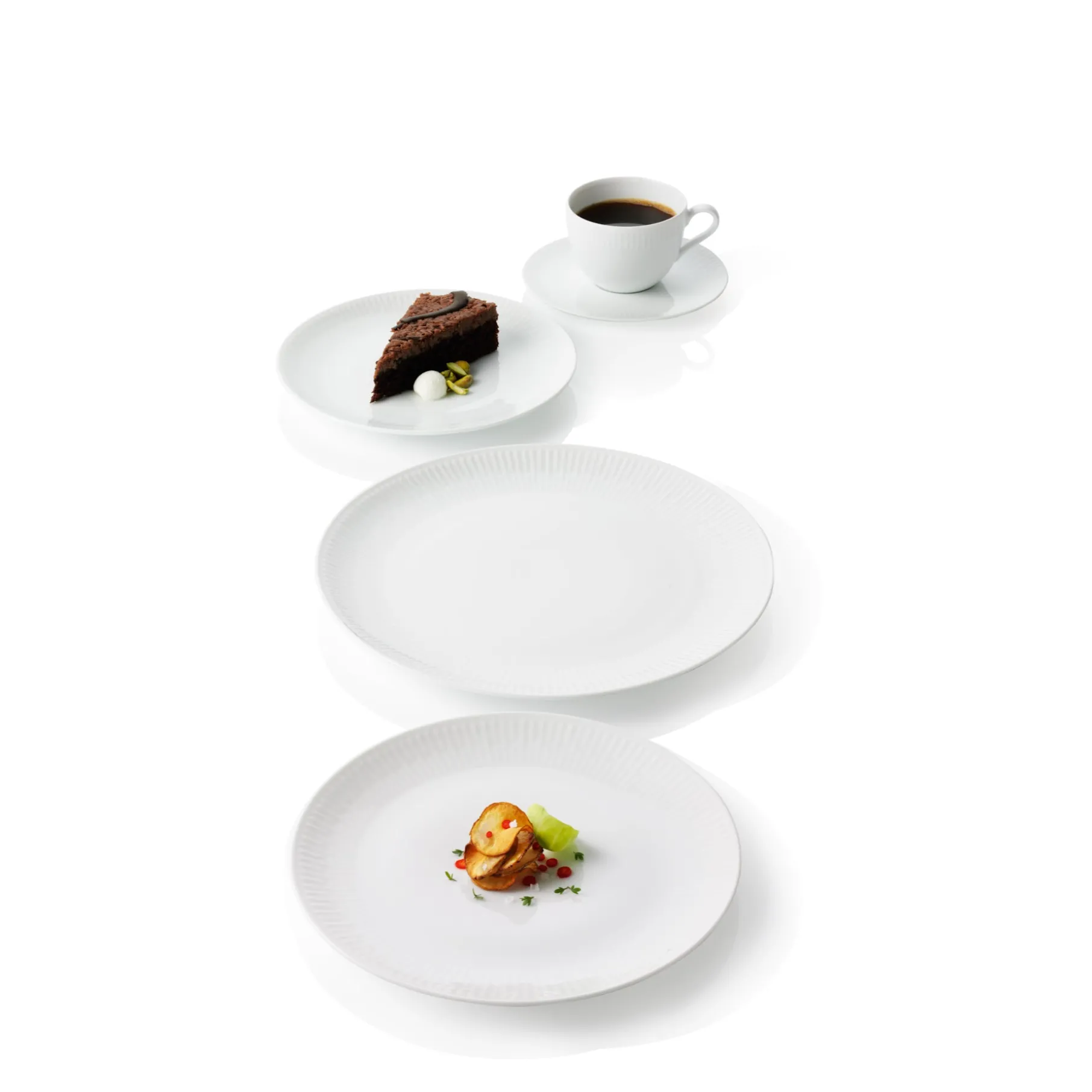 Relief desserttallerken Ø20 cm 4 stk hvid