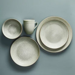 Relief middagstallerken Ø27 cm stentøj grøn