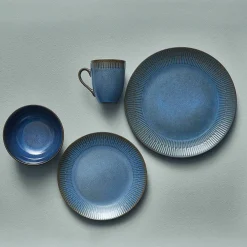 Relief middagstallerken Ø27 cm stentøj blå