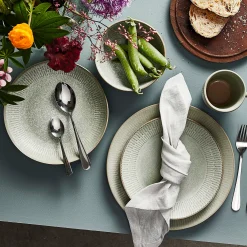 Relief suppetallerken Ø22 cm stentøj grøn