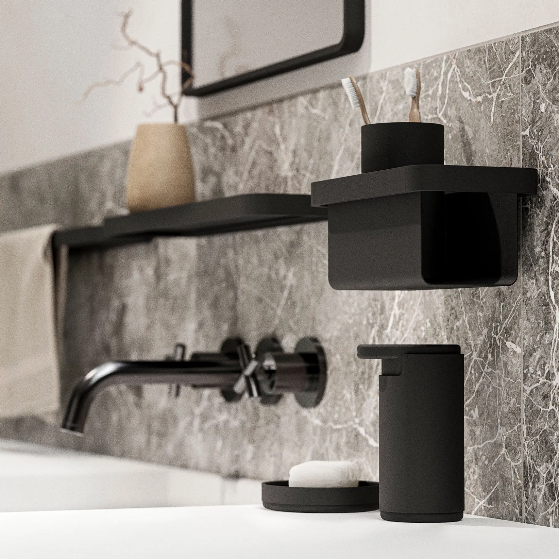 Rim tandbørstekrus 13,6 cm sort