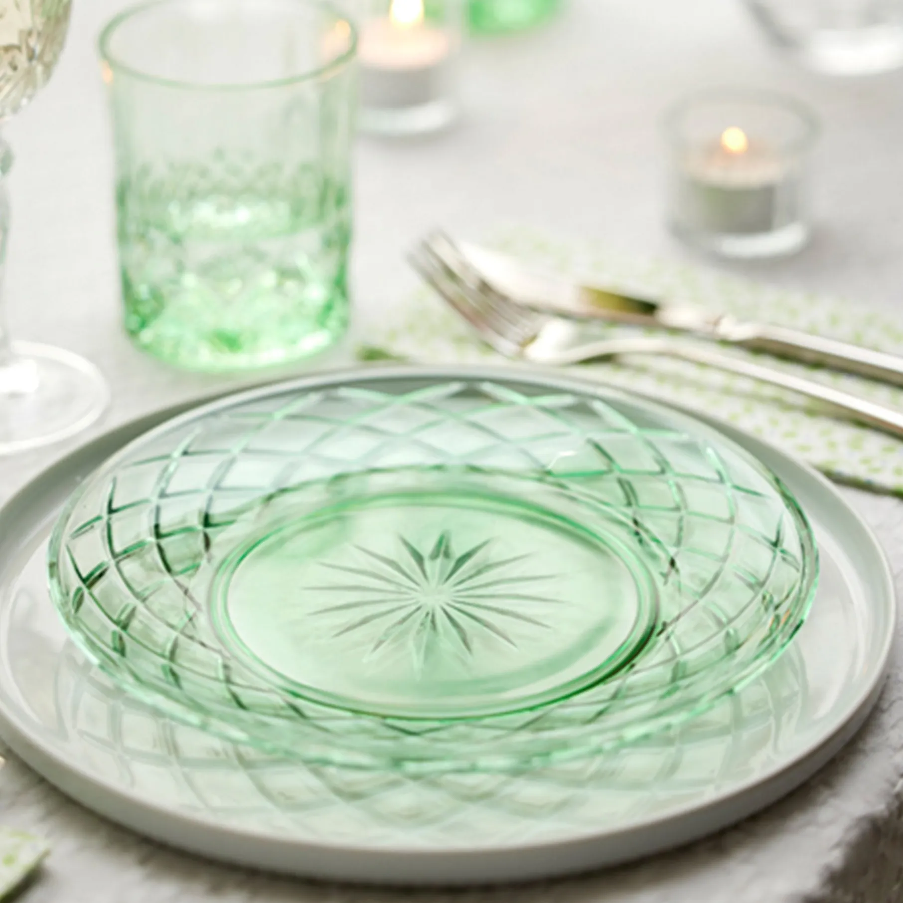 Sorrento glastallerken 4 stk grøn