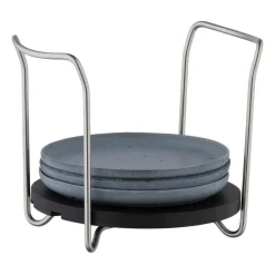 Tallerkenholder i stål med sort bund