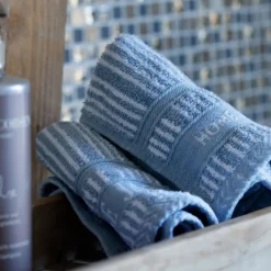 Vaskeklud 4 stk 30x30 cm støvet blå striber